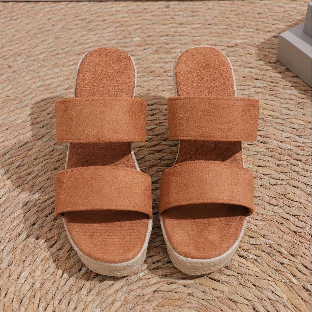 

2024 сандалии женская летняя модная верхняя одежда пеньковая веревка подошва женские тапочки сандалии платформа танкетка 43