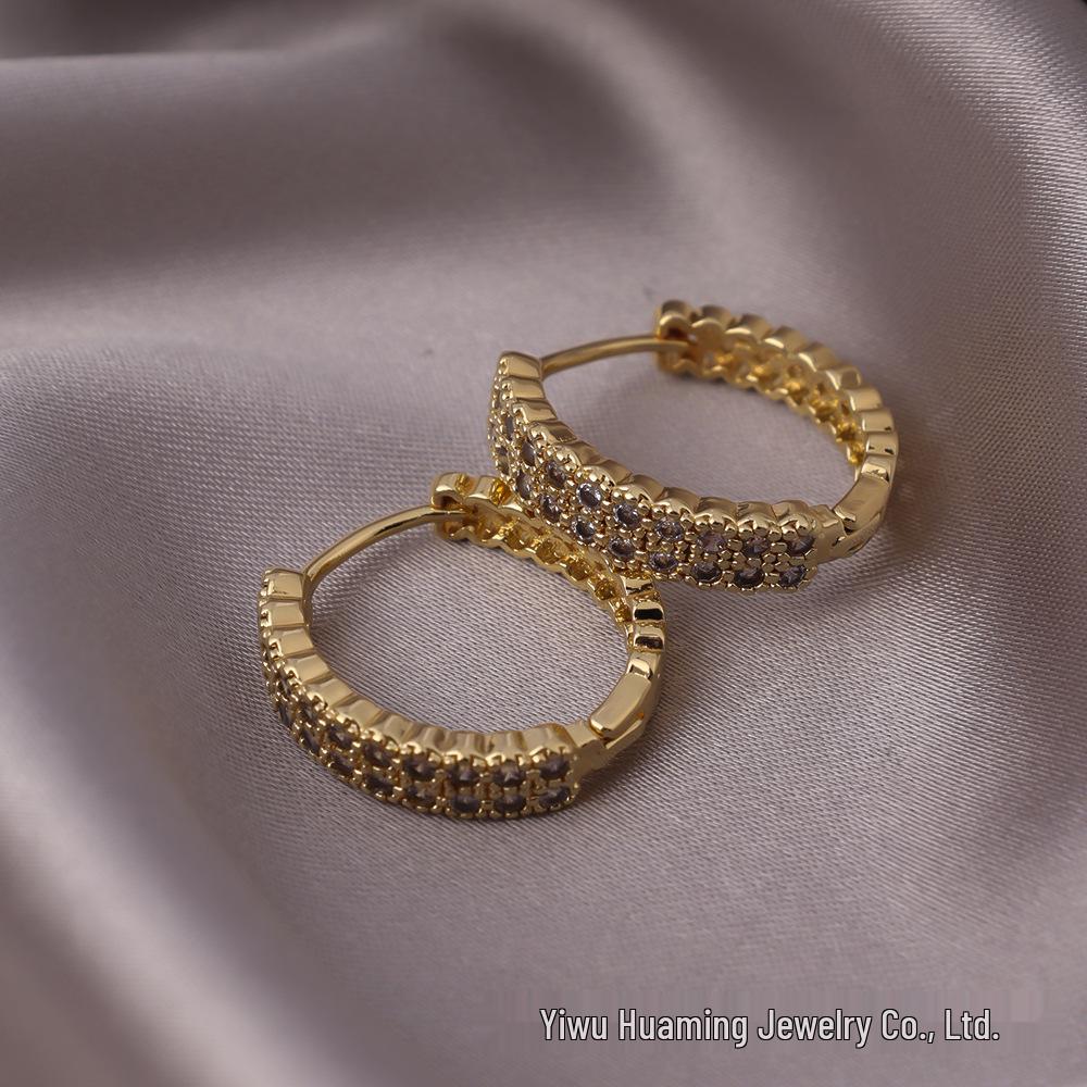 French Light Luxury Zircon Diamond Stud Earrings - Versatile & Trendy Styles