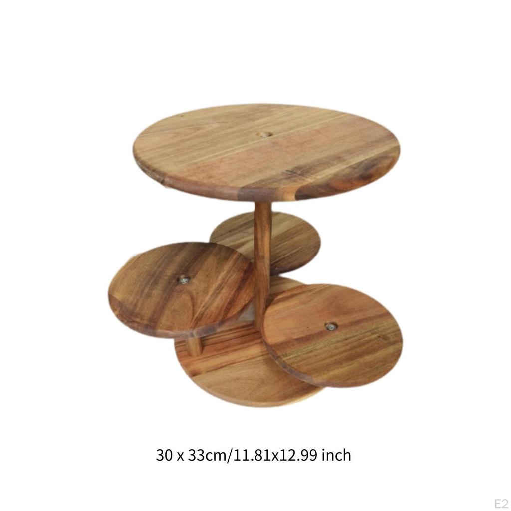 Holz Tortenständer 4-stöckig rund Cupcake Turm Dekor Küchenbedarf Dessert Tablett