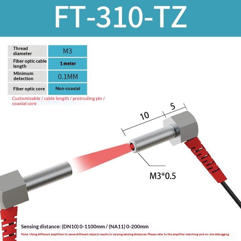 Fiber Optic Sensor Probe Diffuse Reflection M3-M6 1M Cable Wide Detection Range Photoelectric Switch for Long Distance Sensing
