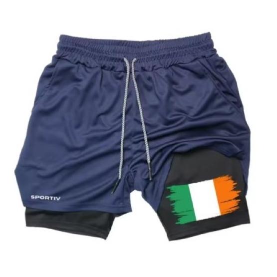 Ireland Flag Camouflage Muay Thai Kick Boxing Shorts Men Women Unisex Casual Sportswear Double Layer Quick Dry Training Sport Gym Fitness Workout