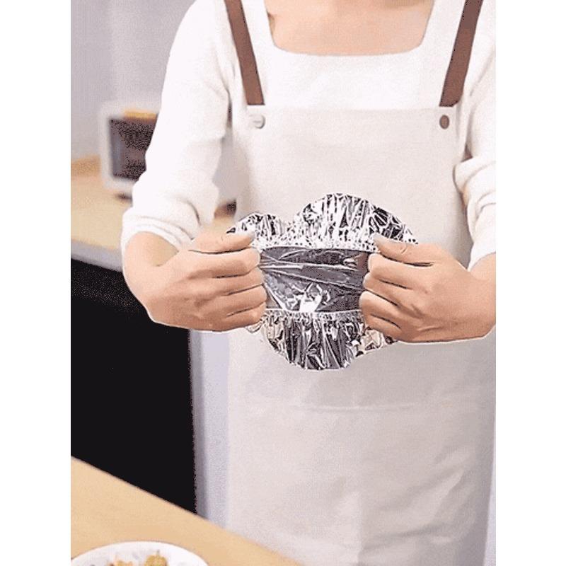 Reusable Aluminum Foil Elastic Food Preservation Covers - Refrigerator Preservation Covers, Aluminum Foil Preservation Covers