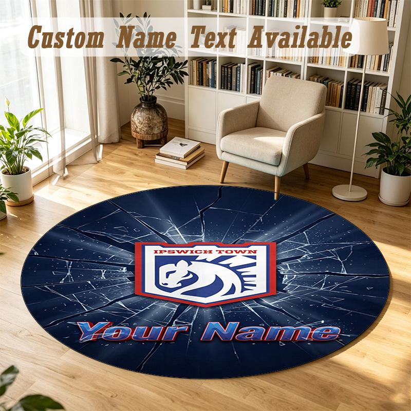 Round Rug Custom NameIpswich Town Pattern Non Slip Carpet Home Floor Decor