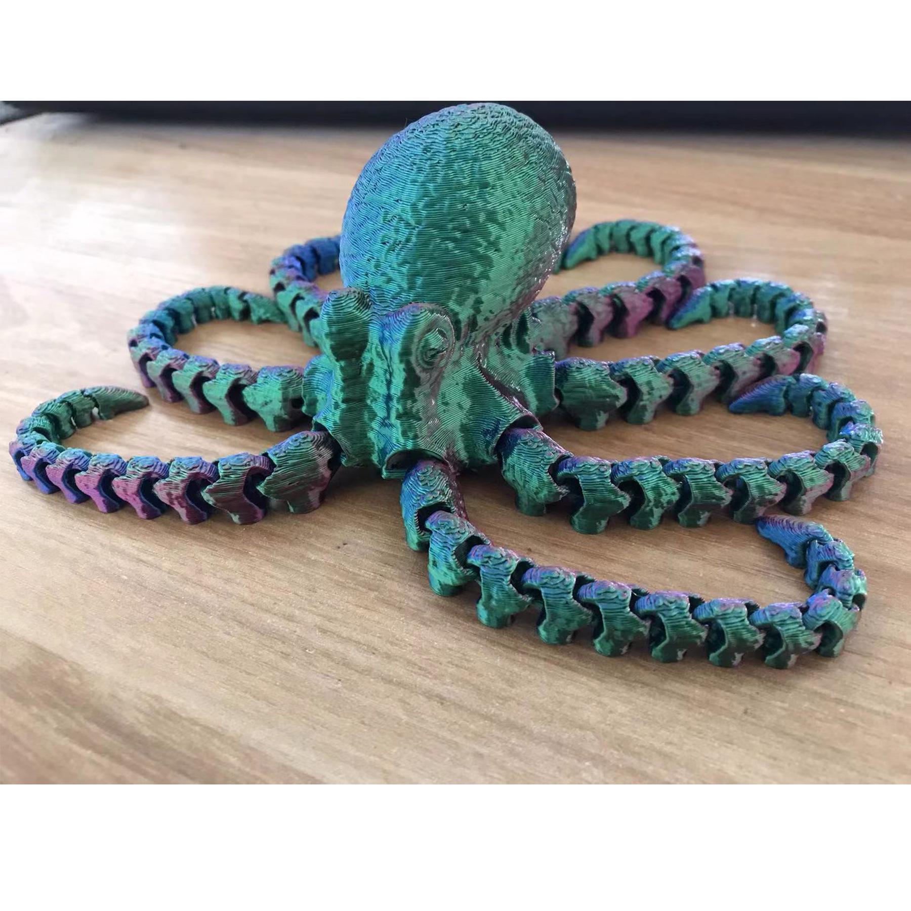 

Игрушка Осьминог с несколькими подвижными суставами, напечатанная на 3D-принтере - Подвижная модель, подарок и праздничное украшение синий/красный