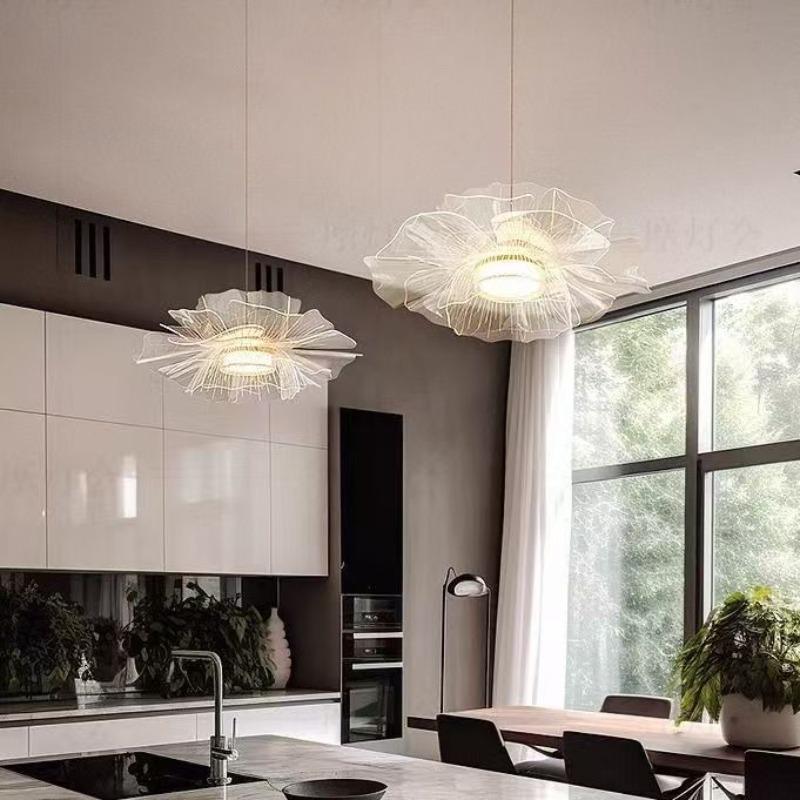 Modern Minimalist Living Room Chandelier Creative Petal Lamp Bedroom Light Luxury Lamps