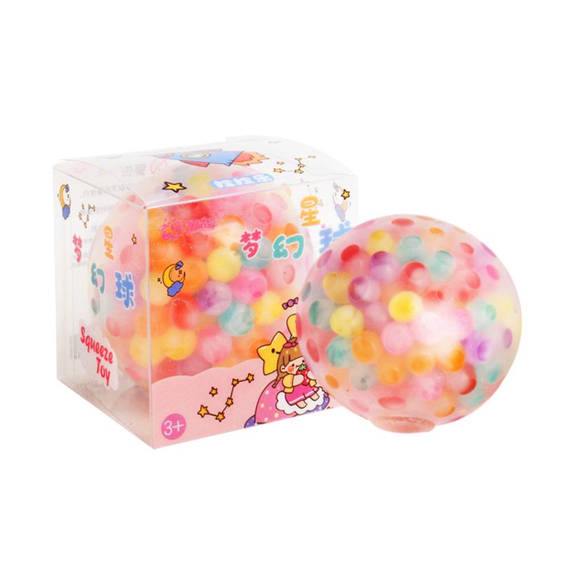 

6Cm Squishy Rainbow Bead Stress Sphere Press Plaything Creative Vent Ball Decompression Toy Tpr Pinch Le Grape Ball For Adult Toys