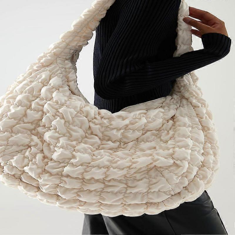 Casual Large Capacity Tote Shoulder Bags Designer Ruched Handbag Luxury Nylon Quilted Padded Crossbody Bag.-MXBC
