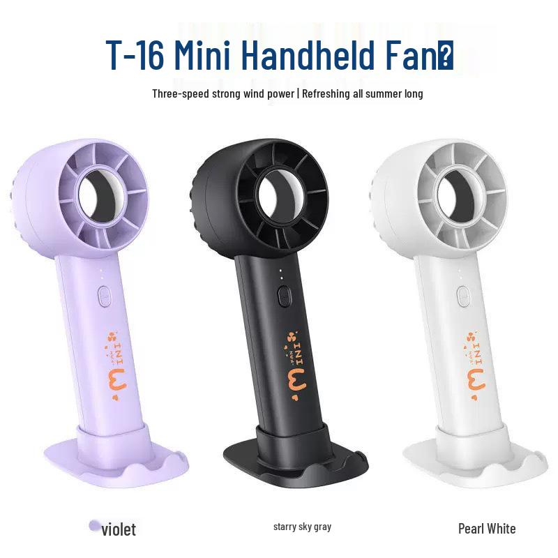 T16 Mini Handheld USB Rechargeable Fan with Stand 162x53x63MM