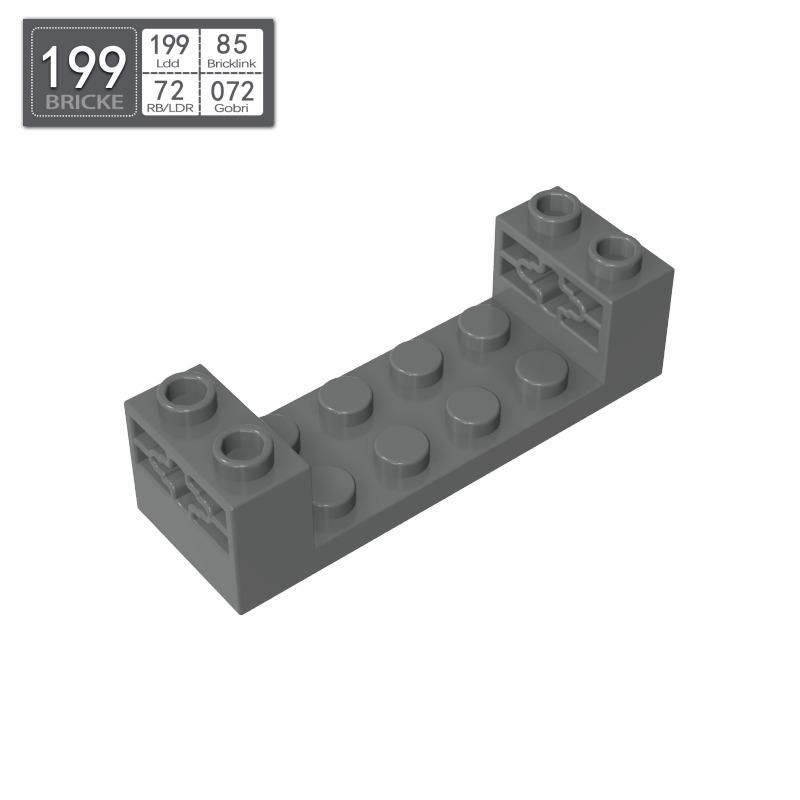 BRICKE 65635 Building Blocks 2x6 Base Plate with Axle Hole, LEGO-Compatible MOC Accessory 17 pcs темно-серого