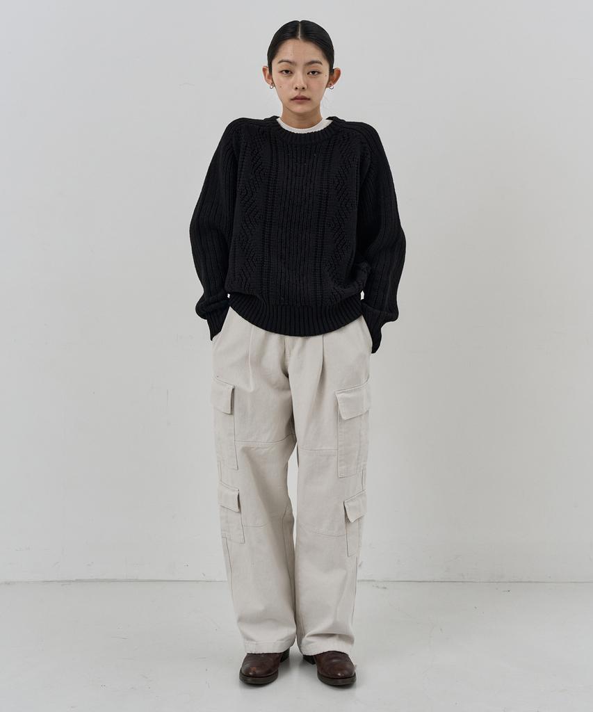 NUAKLE (W) Field Wide Cargo Pants_Soft Cream