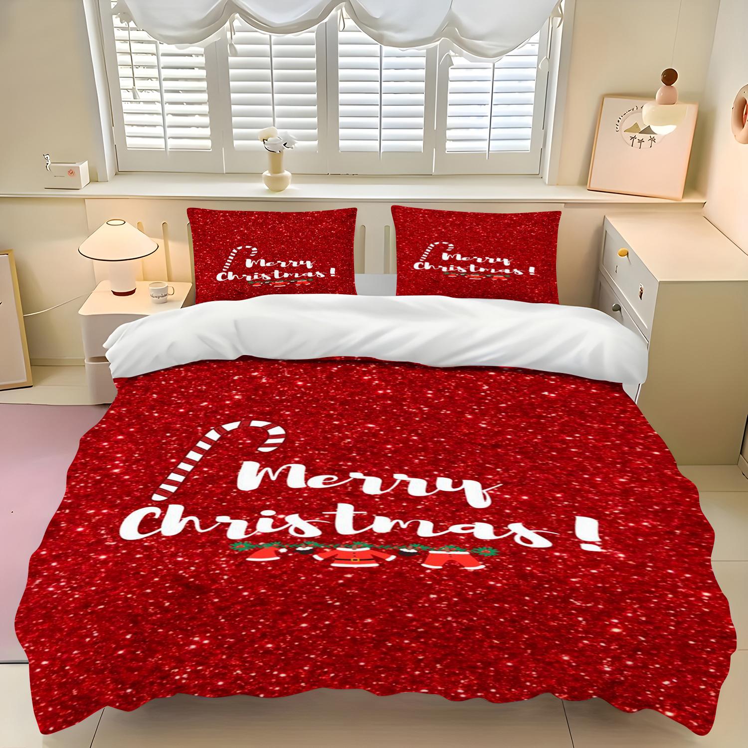 

Duvet Cover For Christmas Quilt Cover, Santa Claus, Cute Elk Bedding Set Christmas Furniture Decoration, No Filler/Core 90X200cm&set