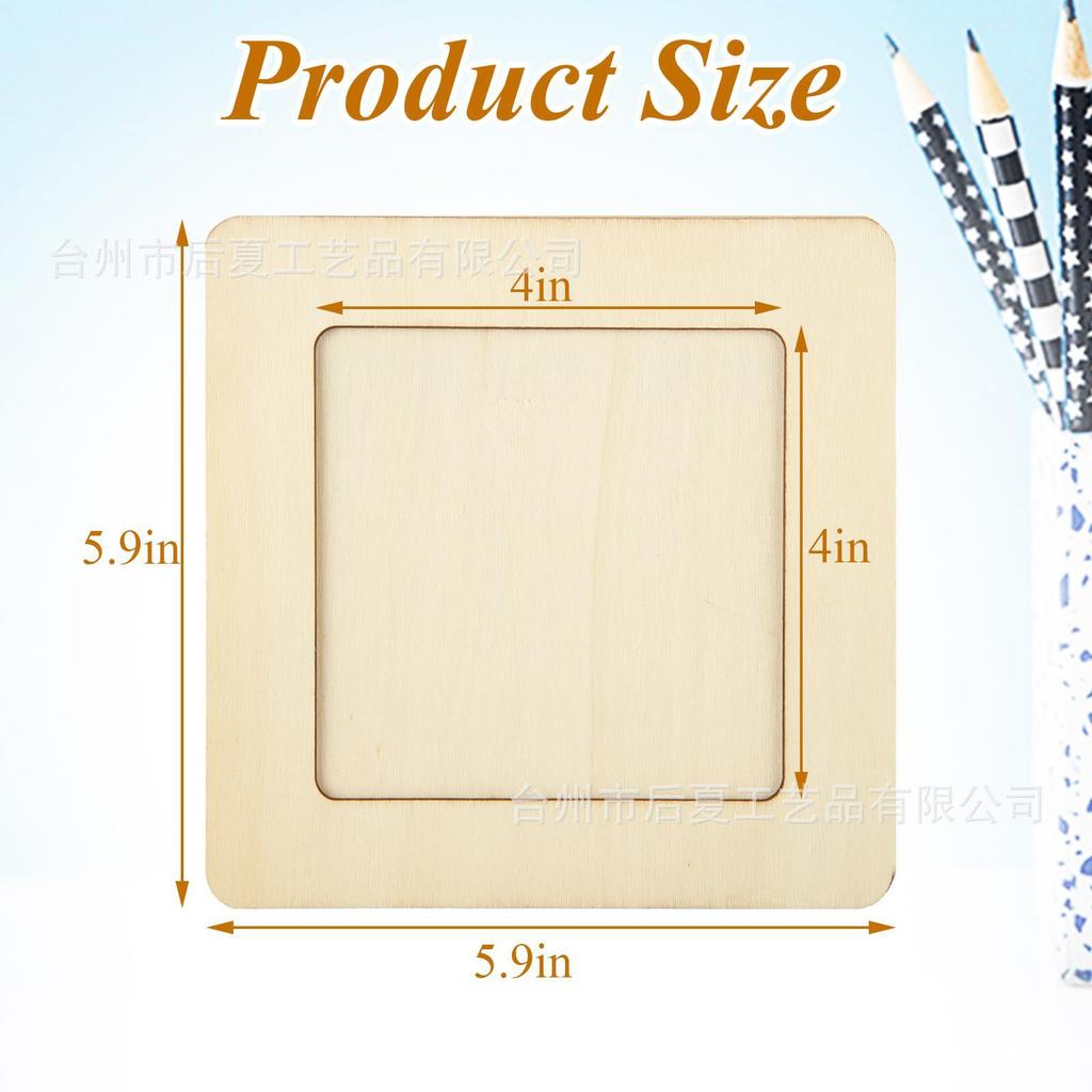 Wooden Square Frame Blank Craft Material for DIY Display and Decoration Suitable for Tabletop Use or Wall Mounting with Smooth Surface