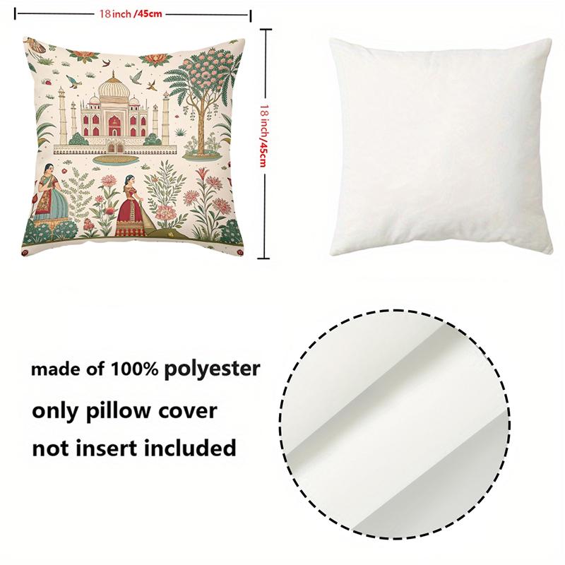 Indian Style Cushion Covers With Palace And Women Patterns Polyester pillowcase, sofa decorative cushion cov Headboard Pillow