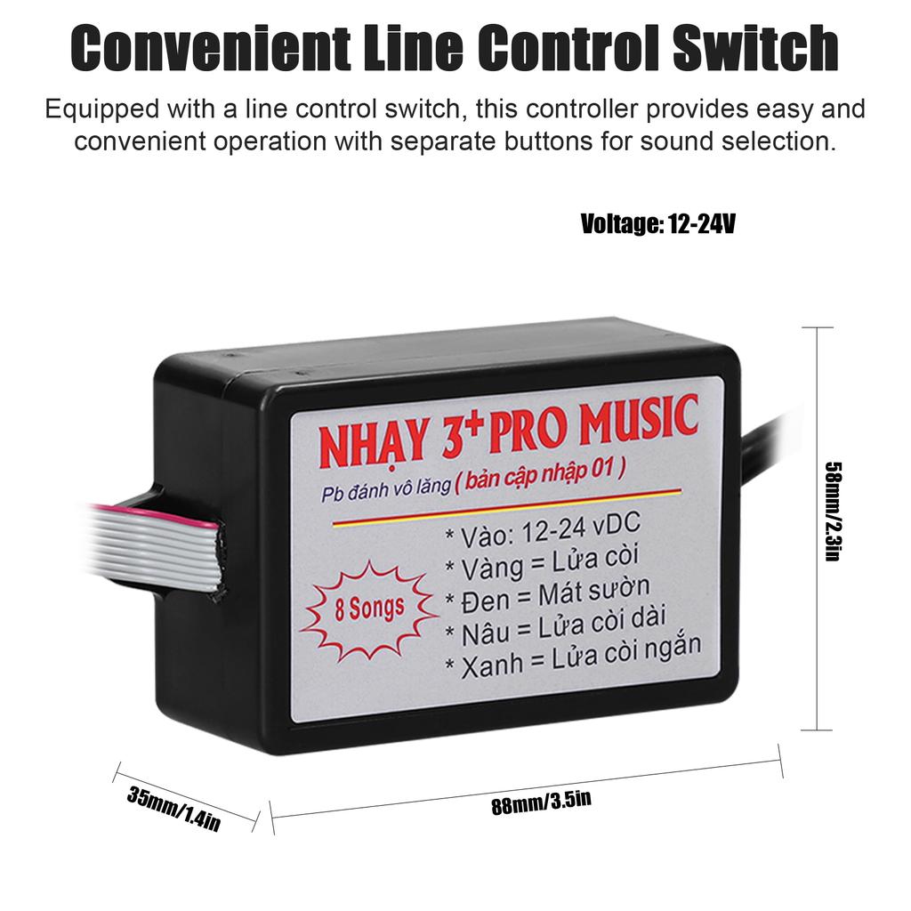 Car Horn Controller Electric Horn Speaker Sound Control Unit with 8 Sound Effects Switching 12-24V for Car Truck Marine Boat