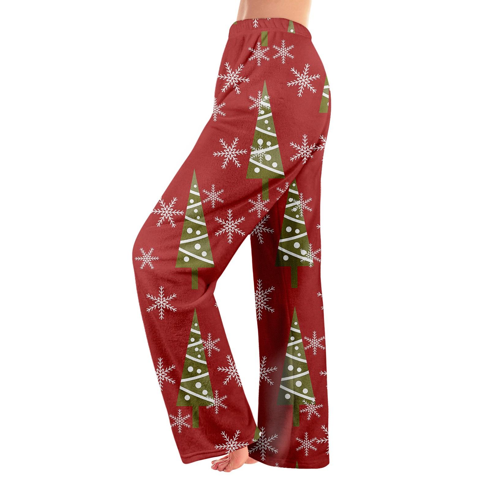 

Жіночі зимові штани Довгі брюки в повну довжину Штани з різдвяним принтом L червоний