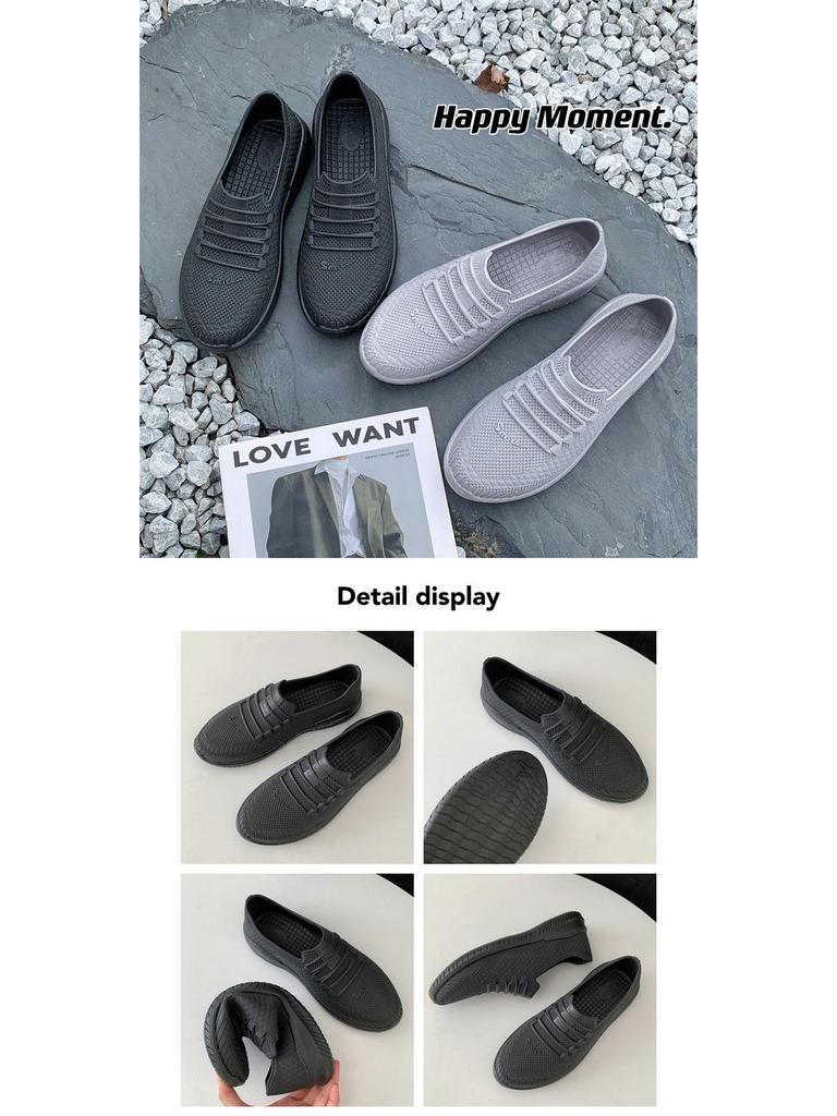 Herren Sommer Rutschfeste Outdoor Regenstiefel Mode Flache Sohle Pendeln Wasserschuhe