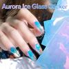 Aurora Ice Glass Nail Stickers, Holographic Candy Nail Foil, Iridescent Glass Paper Decals for DIY Nail Art Manicure Decorations