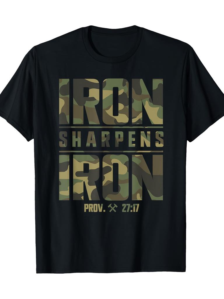 Iron Sharpens Iron Camo Bible Verse T-shirt