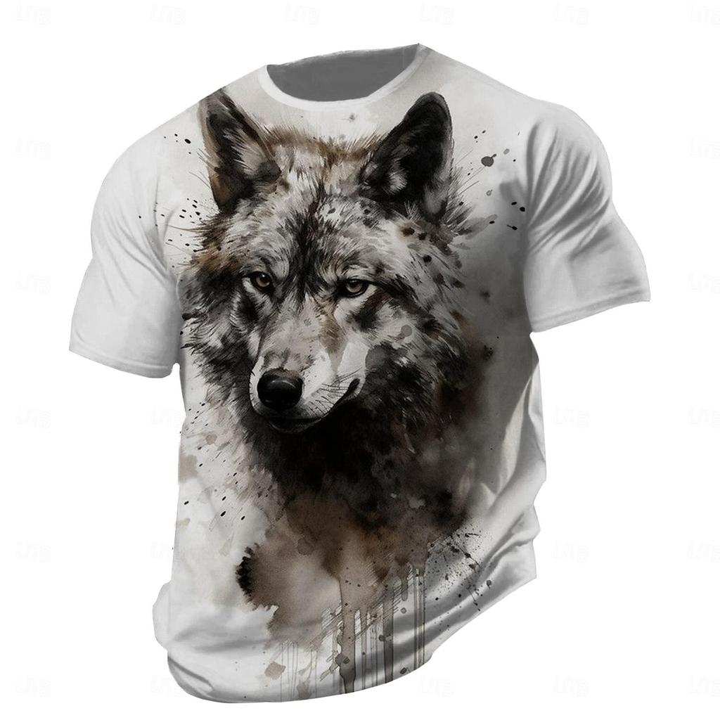 Men's T shirt Tee fierce Wolf Tiger Crew Neck Clothing 3D Print Street Daily Short Sleeve tee top summer mens Oversized clothing
