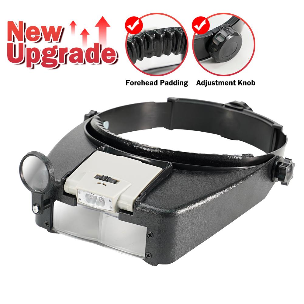 LED Illumination Headband Magnifier 10X Helmet Style Adjustable Magnifying Glasses Jewelry Watch Maintenance Reading Optivisor