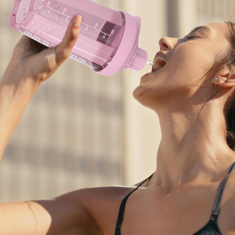 500ml Sportovní shakerová láhev Míchací láhev na syrovátkový proteinový prášek Sportovní Fitness pohár na vodu s časovým ukazatelem Opakovaně použitelné poháry