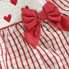 Newborn Infant Baby Girl Rompers Long Sleeve Doll Collar Heart Embroidery Plaid Print Bow Spring Bubble Jumpsuit Cute Clothes