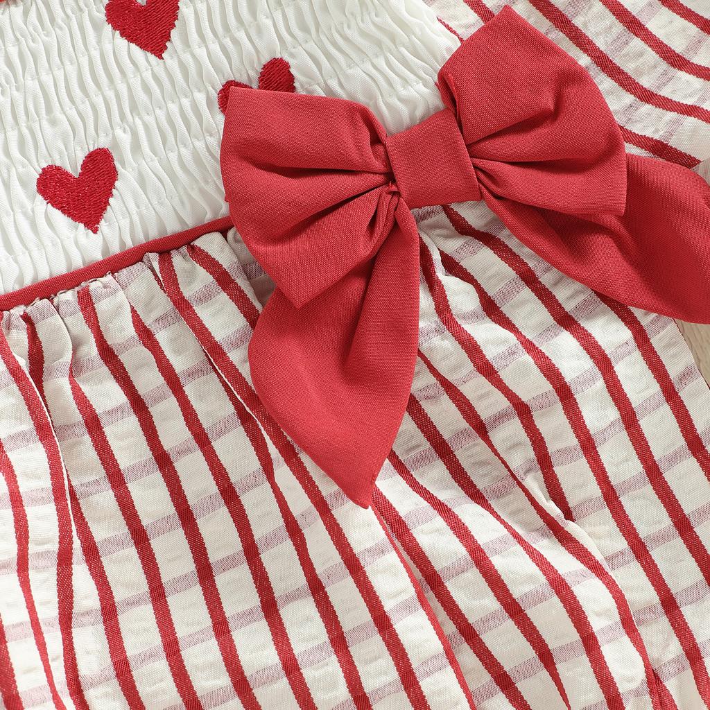 Newborn Infant Baby Girl Rompers Long Sleeve Doll Collar Heart Embroidery Plaid Print Bow Spring Bubble Jumpsuit Cute Clothes