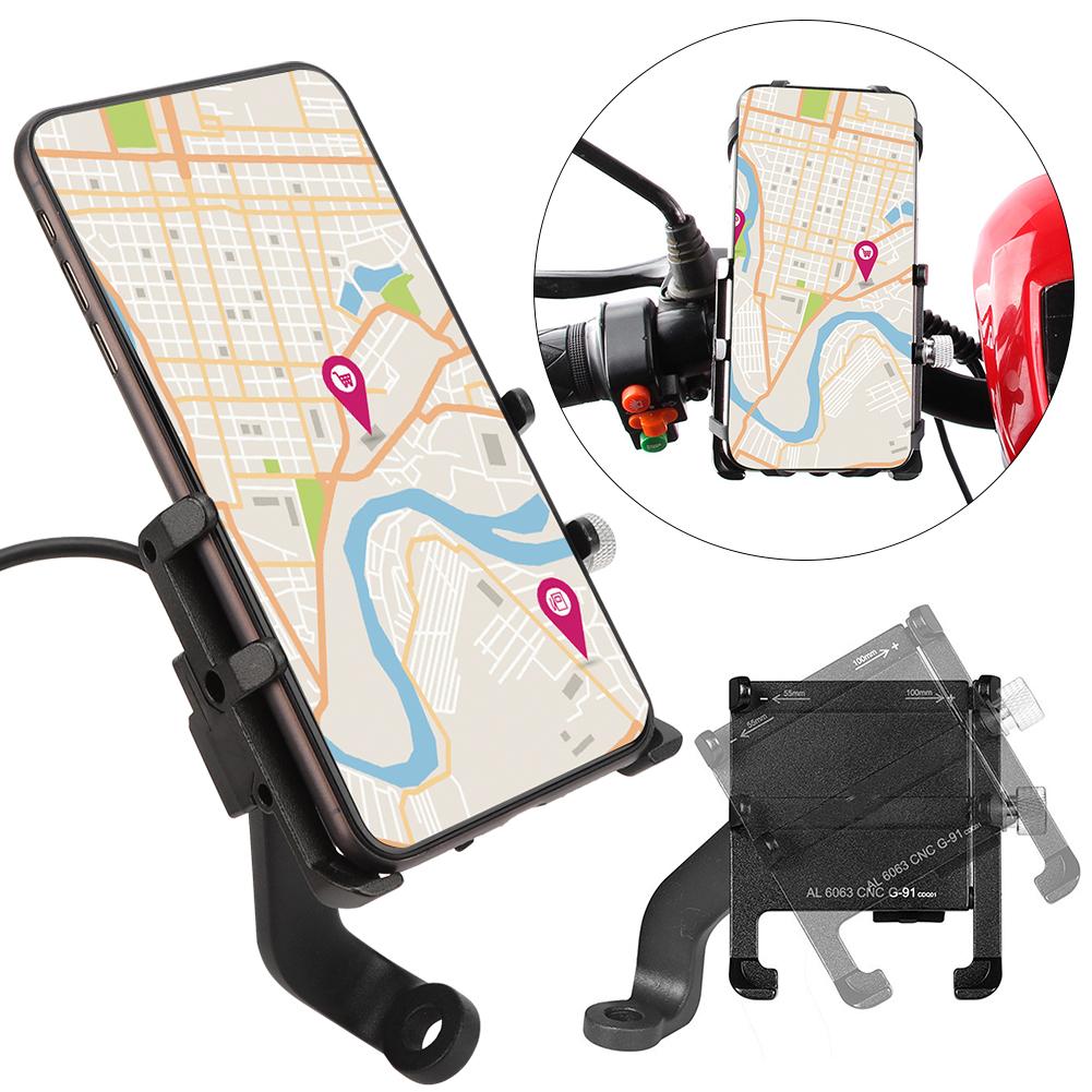 Chargeable Electromobile Phone Holder Handlebar Clamp Ring Bracket for Motorbike Cycling