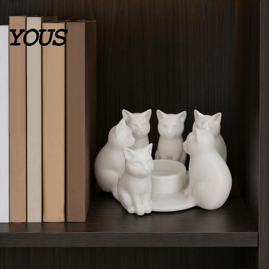 Langlebige Katzenfigur Geschenk 3D-gedruckter Kerzenhalter, Ästhetische Schreibtischdekoration mit matter Schleifoberfläche, Integrierte stabile glatte geschwungene Skulptur, Heimdekoration