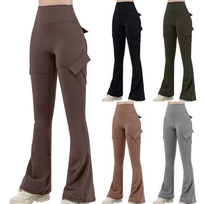 Women's Yoga Pants Solid Color Hip Lifting Work Pants Flared Pants High Waisted Yoga Pants