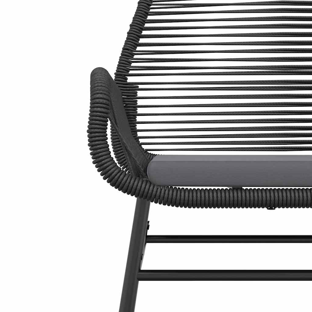 7 Piece Outdoor Dining Set with Cushions Black Poly Rattan Glass Table
