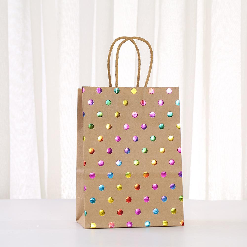 12/30pcs Rainbow Foil Kraft Gift Bags With Handles Paper Party Favor Bags For Birthday Gifts Candy Treats And Small Presents