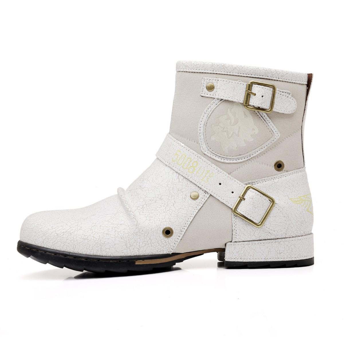 

Модные Высококачественные Мужские Ботинки Ретро Ручной Работы Кожаные Ботинки Повседневные Ботильоны Мужские Мотоциклетные Ботинки Панк Ботинки Вестерн Ковбойские Ботильоны 39 белый