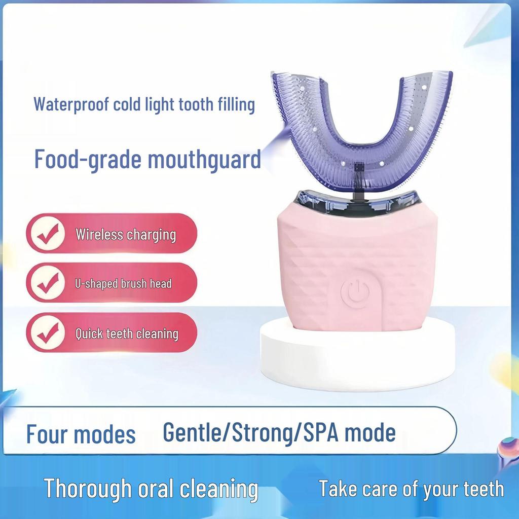 Ultrasonic U-Shaped Waterproof Electric Toothbrush for Whole Mouth Cleaning