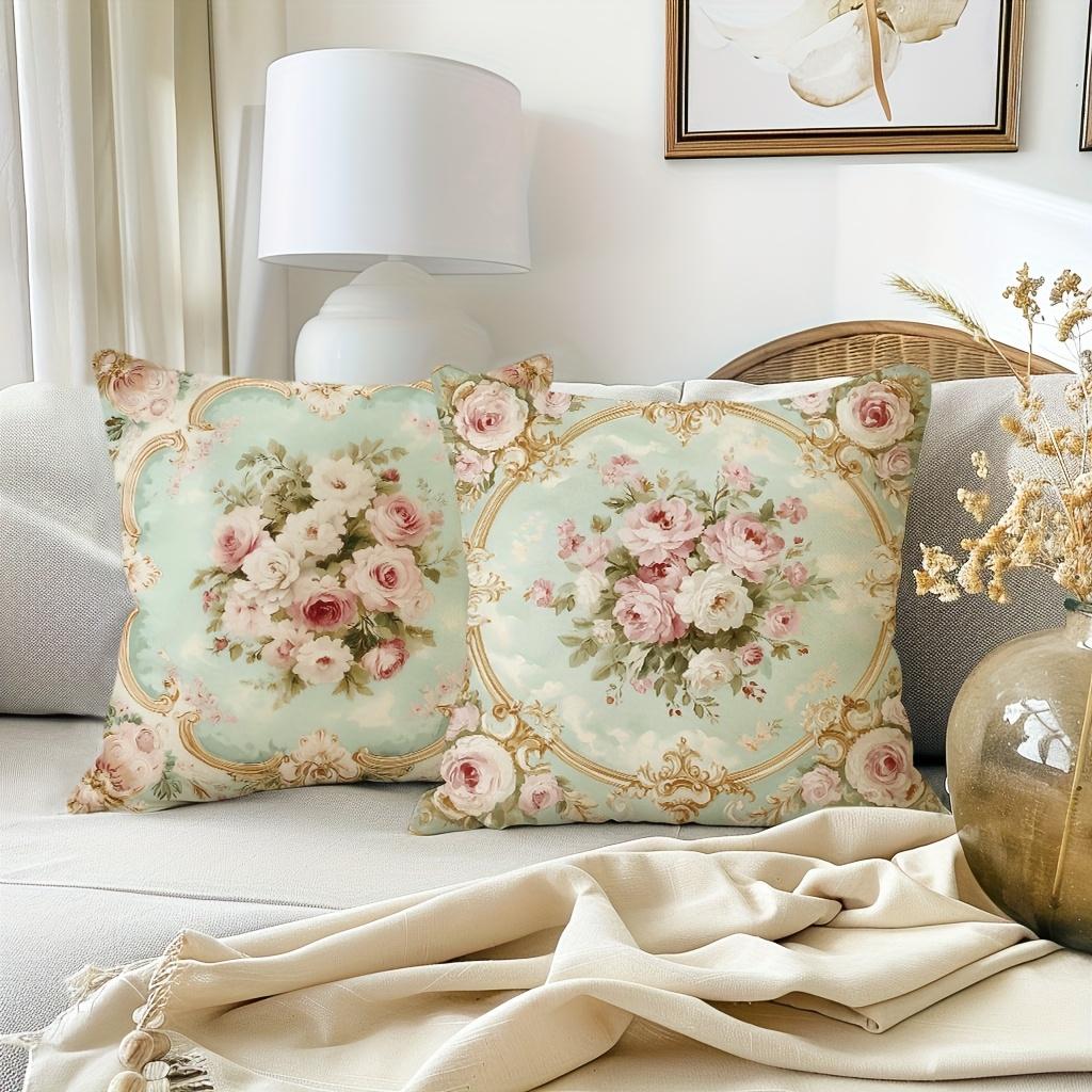 1/4pcs Floral Patterned Pillowcases with Vintage Design Sofa cushion cover home bedroom room decoration