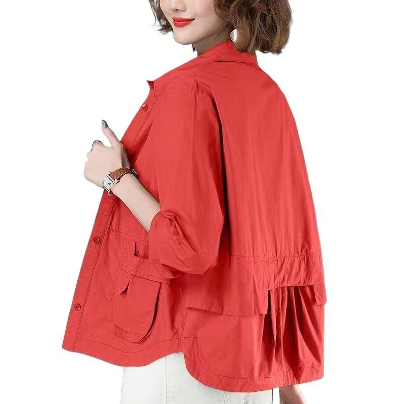 Dünner kurzer Mantel Damen Frühling und Herbst Mode lässiges Oberteil Strickjacke Hemd kurzer Trenchcoat Jacke