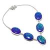 Blue Australian Triplet Opal Necklace 18" Adjustable Chain Oval Gemstone PT 4569