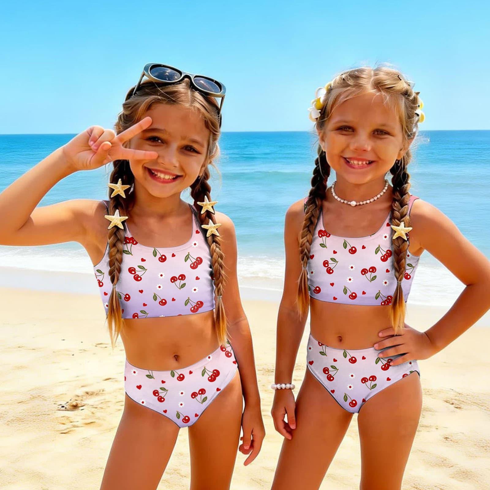 Summer Girls  Casual Printed Two-Piece Bikini Swimsuit Set 120