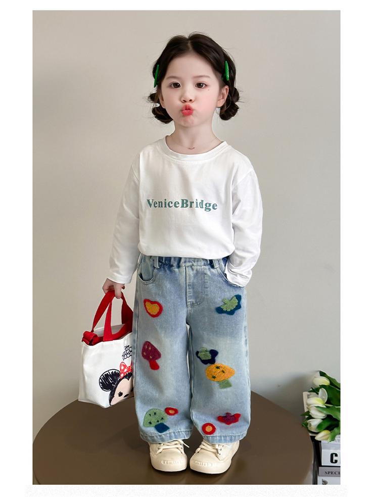 Fashionable Girls' Loose-Fit Wide-Leg Jeans - Spring & Autumn 2025 Collection