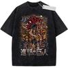 Unisex Washed Black Vintage Tshirt Attack On Titan Survey Corps Highquality Fabric for Home Leisure Travel Shopping