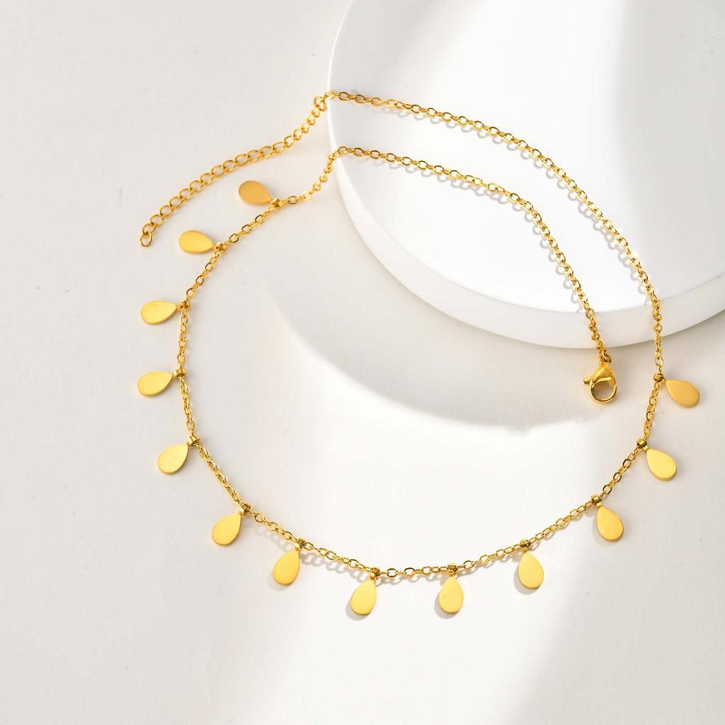 Trendy Water Drop Pendant Necklace for Women, High Quality Gold Plated Stainless Steel Chain Necklace,Party Daily Jewelry Gift