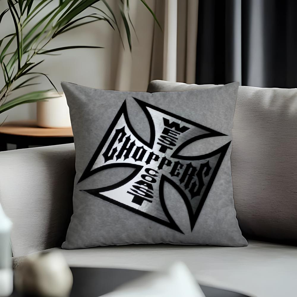 Fashion WWwest Coast Choppersing Cushion Cover Antidustmite Pillowcase Invisible Zipper Silky Short Plush Sofa Cushion Cover