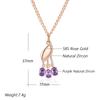 Shiny Purple Natural Zircon Pendant Necklace For Women Fashion  Rose Gold Color Crystal Flower Daily Fine Jewelry