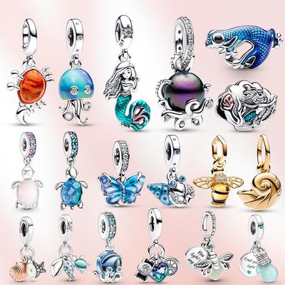 Charm S925 Sterling Silver Murloc Bead  Herocross Pendant Murano Turtle Fit Original  Bracelet Women Gift