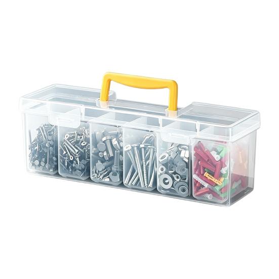 Yousheng Hardware Storage Box, with Handle Transparent Box, Stackable Dust-Proof Organizer, for Tools Spices Art Supplies Office S