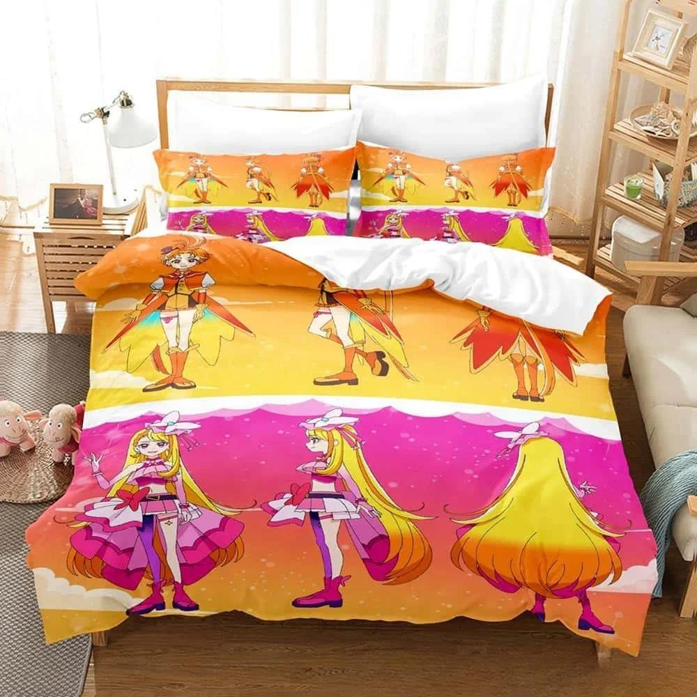 3D Kawaii Anime Hirogaru Sky! Pretty Cure Bedding Set Single Twin Full Queen King Size Bed Set Adult Kid Bedroom Duvetcover Sets