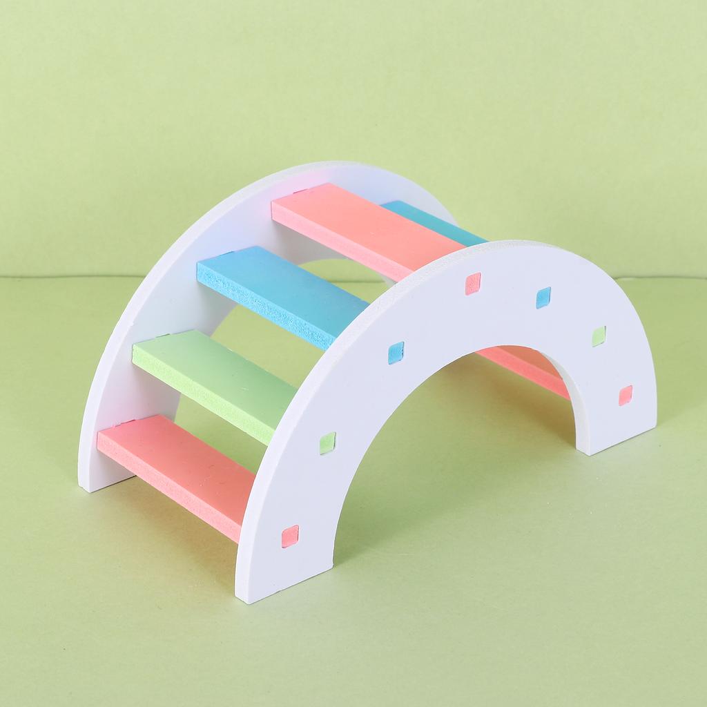 Conjunto de brinquedos para hamster inclui casa de hamster de madeira para pequenos animais, gerbil hamster, ponte arco-íris, brinquedo de gangorra, milho para mastigar