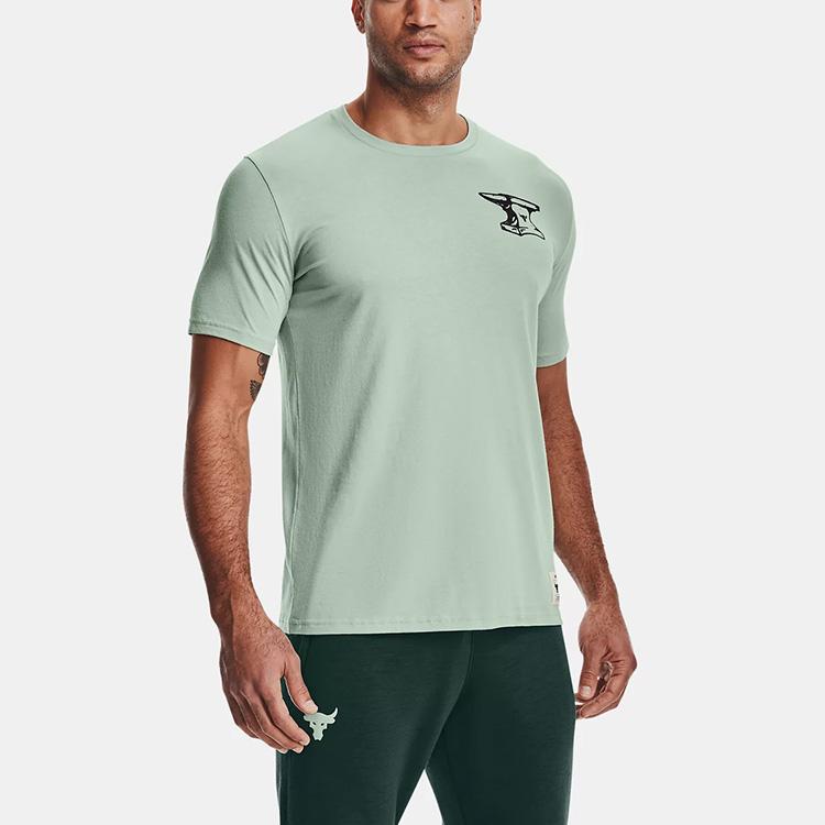 Under Armour Project Rock Johnson Training Round Neck Knit Short Sleeve T-Shirt Men Tops Light-Teal 1361725-340