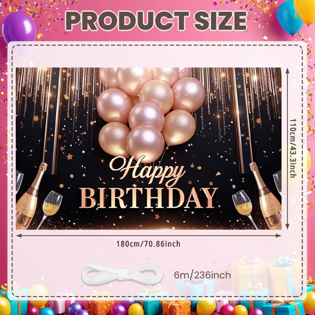 Sparkle Background Champagne Glasses Birthday Display Cheers Display Pink Balloons Party Backdrop For Women's Gathering Festive