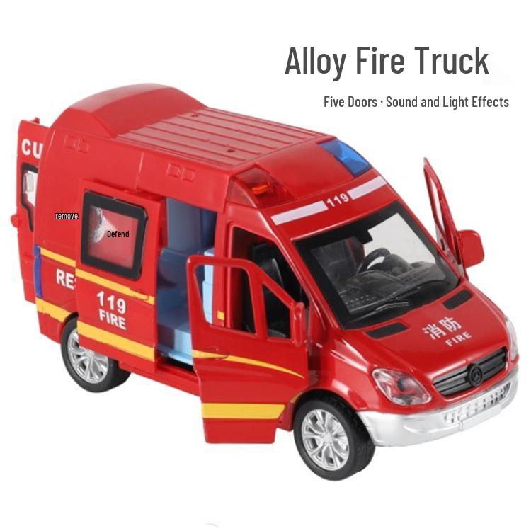 Boy's Alloy Pull-Back Toy Car Set: Police, Taxi, and Fire Truck Models